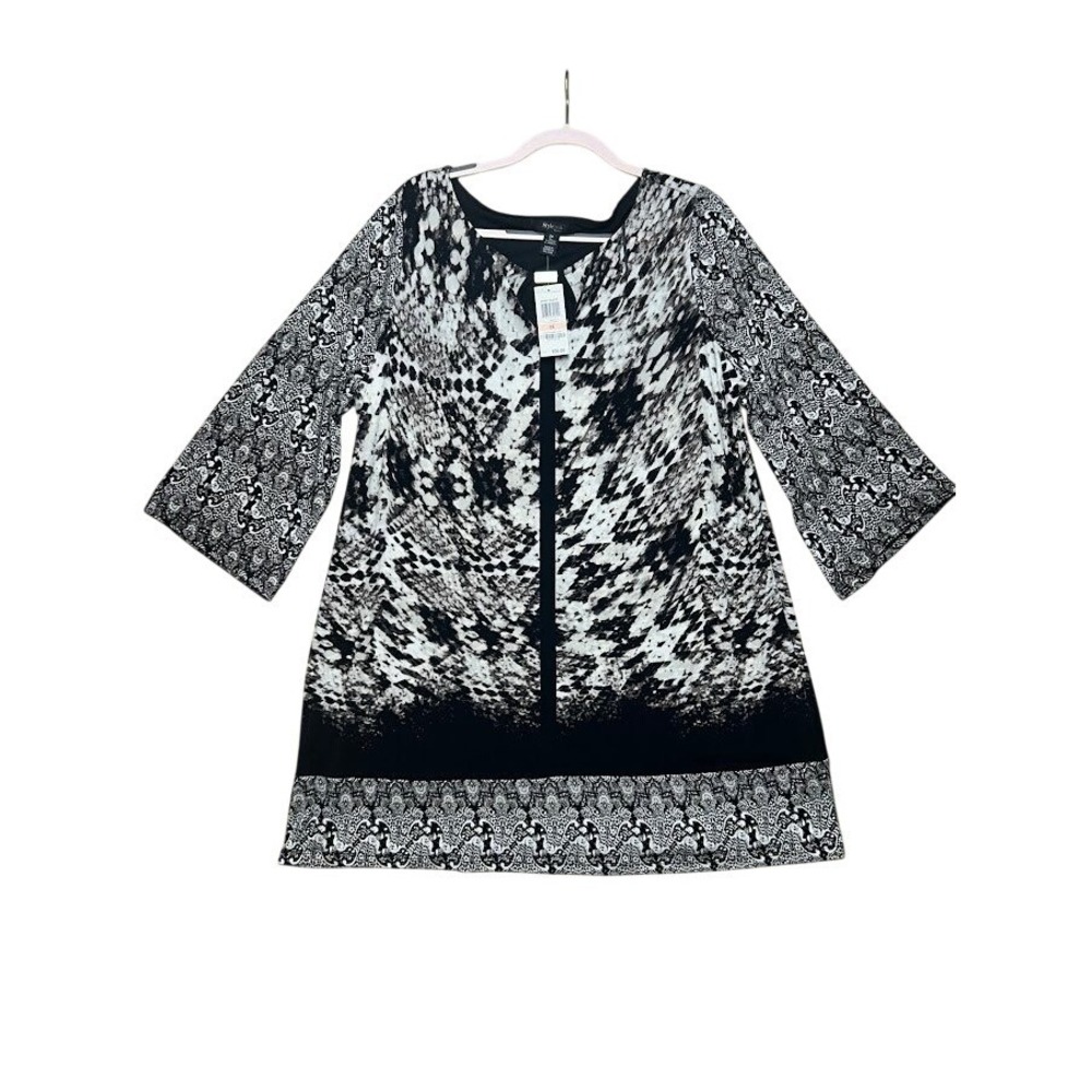 Style &‎ Co Woman Black White Python Paisley Print Knit Dress 2X  NEW